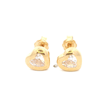 Aros De Oro Amarillo 18K Corazón Incolora