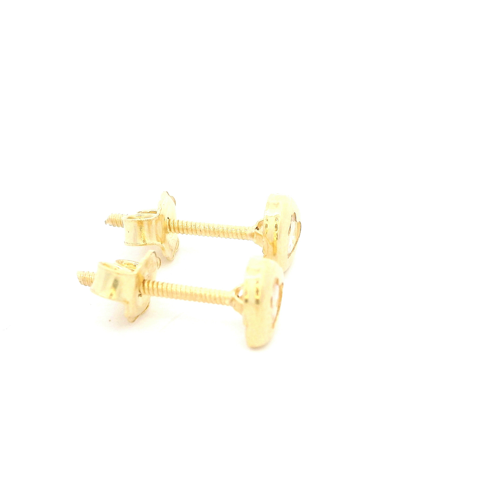 Aros De Oro Amarillo 18K Corazón Incolora