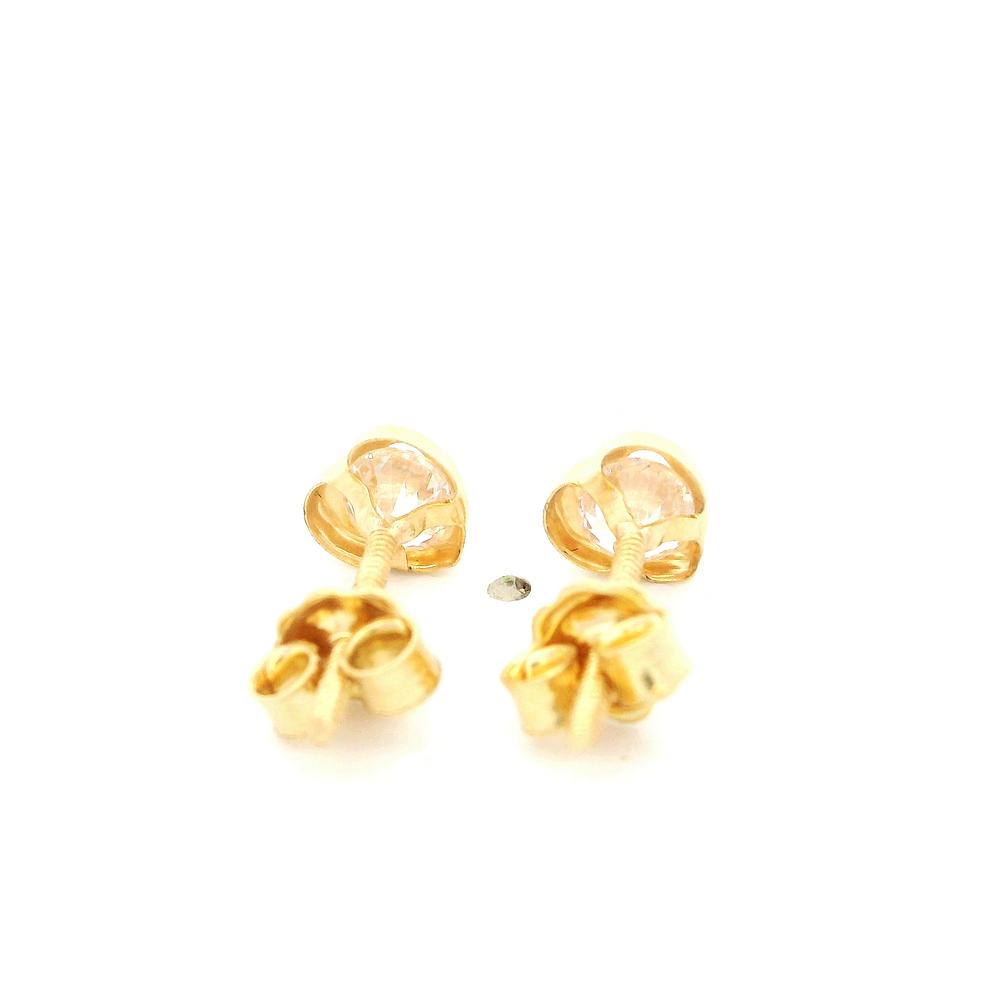 Aros De Oro Amarillo 18K Corazón Incolora