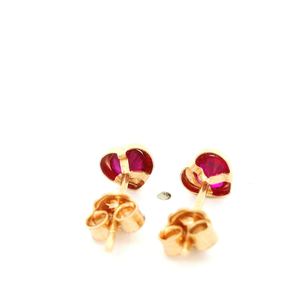 Aros De Oro Amarillo 18K Corazón Rosada