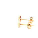 Aros De Oro Amarillo 18K Corazón Rosada