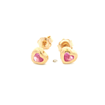 Aros De Oro Amarillo 18K Corazón Rosada