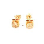 Aros De Oro Amarillo 18K Chatón Cuadrado Incolora