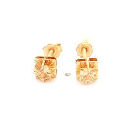 Aros De Oro Amarillo 18K Chatón Cuadrado Incolora