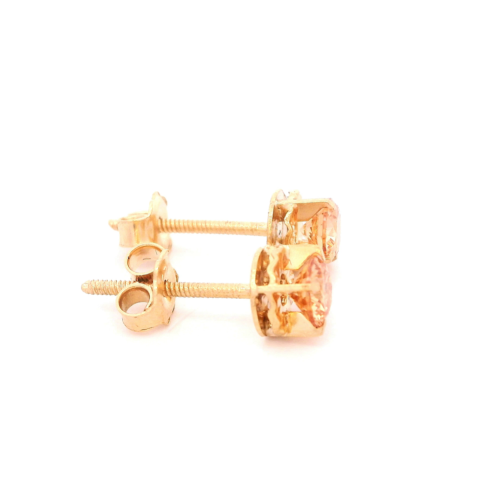 Aros De Oro Amarillo 18K Chaton Circular Champagne