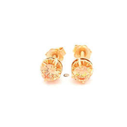 Aros De Oro Amarillo 18K Chaton Circular Champagne