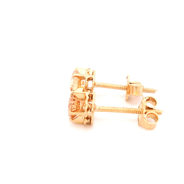 Aros De Oro Amarillo 18K Chaton Circular Champagne