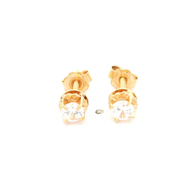 Aros De Oro Amarillo 18K Chaton Incolora
