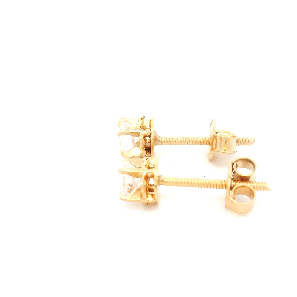 Aros De Oro Amarillo 18K Chaton Incolora