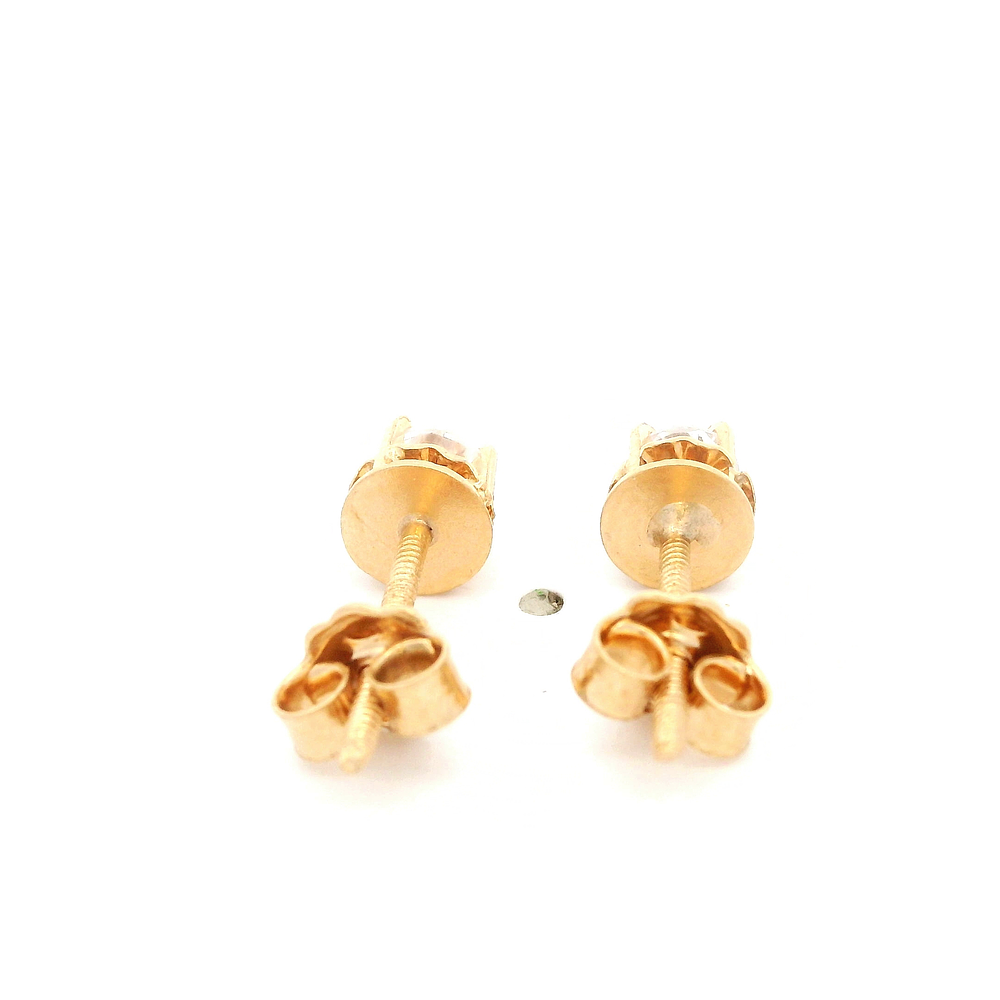 Aros De Oro Amarillo 18K Chaton Incolora
