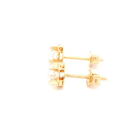 Aros De Oro Amarillo 18K Chatón Circular Incolora