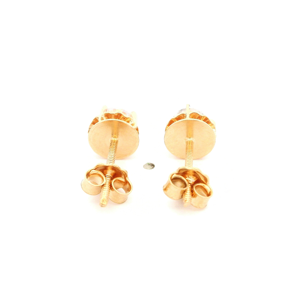 Aros De Oro Amarillo 18K Chatón Circular Incolora