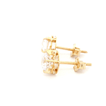 Aros De Oro Amarillo 18K Chatón Circular Incolora