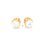 Aros De Oro Amarillo 18K Chatón Circular Incolora