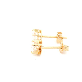 Aros De Oro Amarillo 18K Chaton Ovalado Incolora