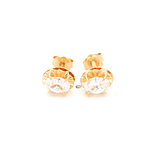Aros De Oro Amarillo 18K Chaton Ovalado Incolora