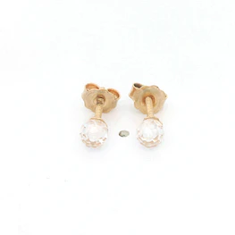 Aros De Oro Amarillo 18K Casquillo Incolora