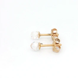 Aros De Oro Amarillo 18K Casquillo Incolora