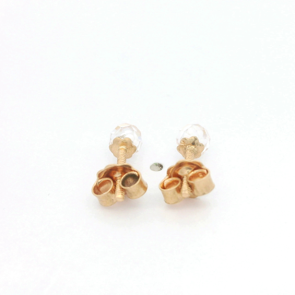 Aros De Oro Amarillo 18K Casquillo Incolora