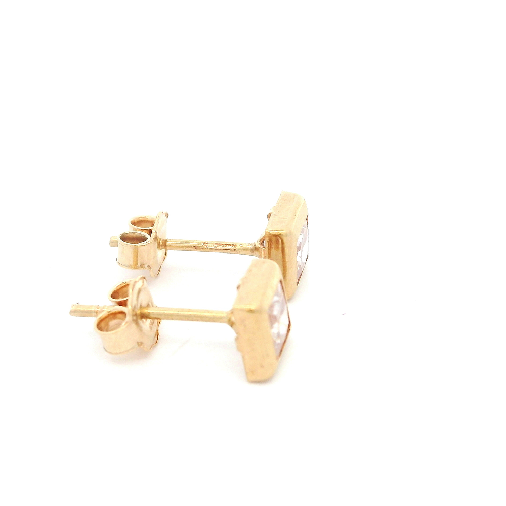 Aros De Oro Amarillo 18K Cuadrado Incolora