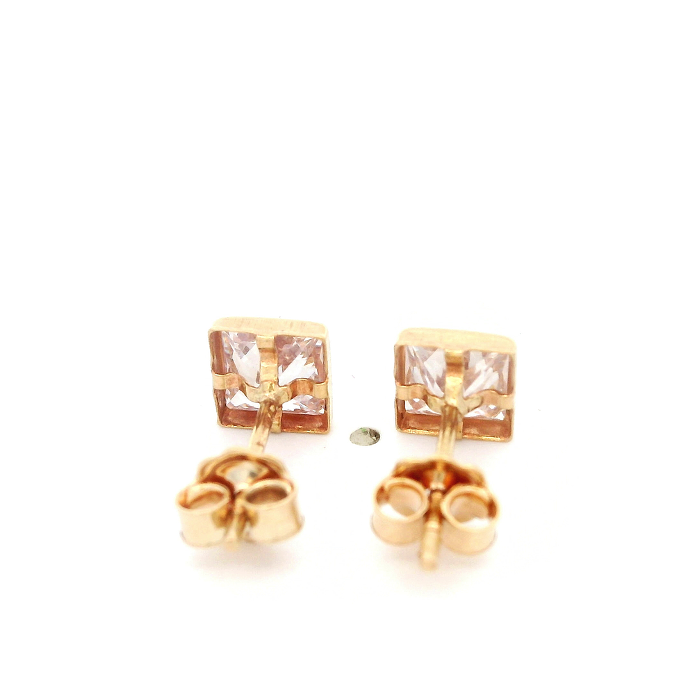 Aros De Oro Amarillo 18K Cuadrado Incolora