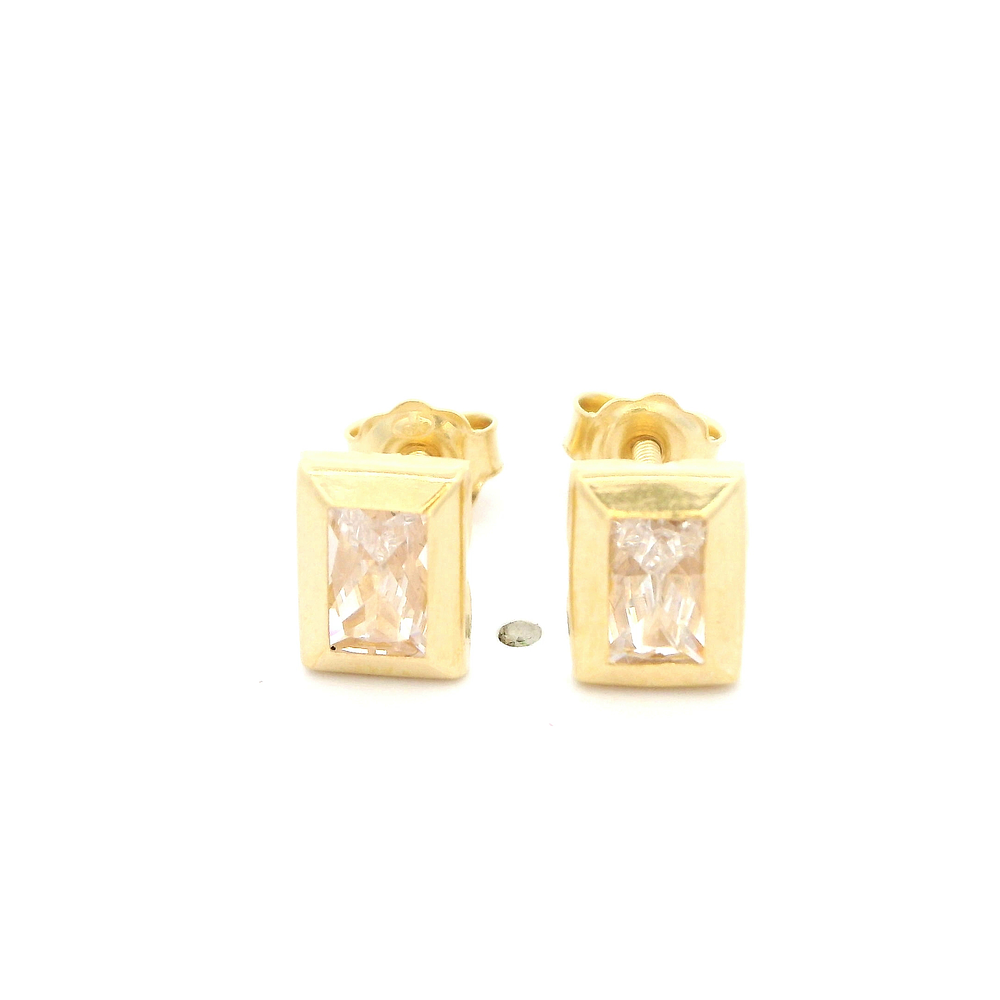 Aros De Oro Amarillo 18K Rectangular Incolora