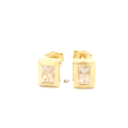 Aros De Oro Amarillo 18K Rectangular Incolora