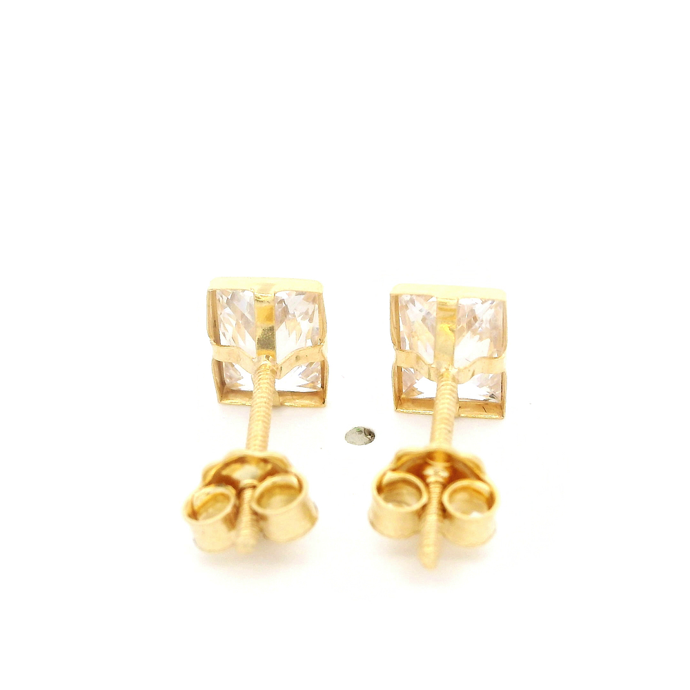 Aros De Oro Amarillo 18K Rectangular Incolora