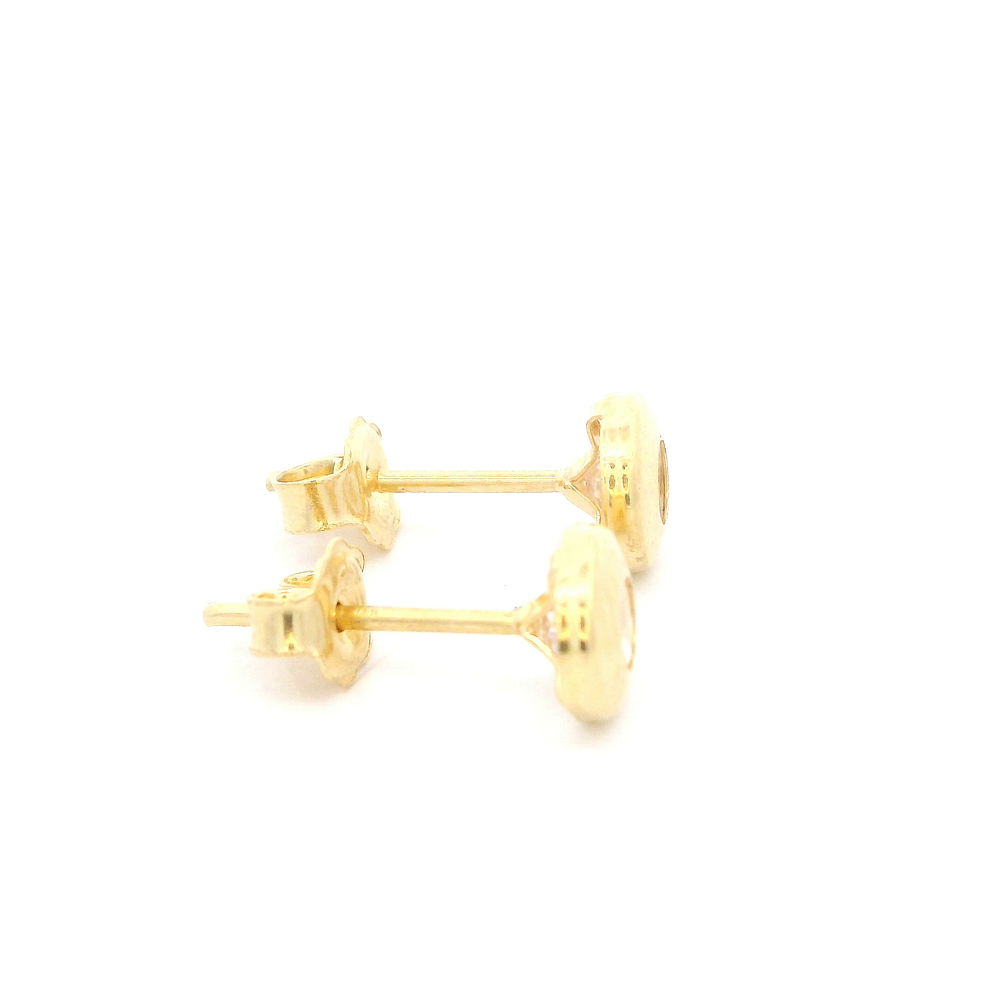 Aros De Oro Amarillo 18K Punto De Luz Incolora