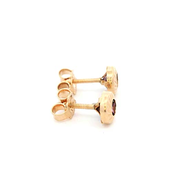 Aros De Oro Amarillo 18K Punto De Luz Morada