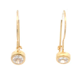Aros De Oro Amarillo 18K Punto De Luz Incolora