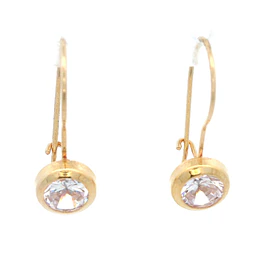 Aros De Oro Amarillo 18K Punto De Luz Incolora