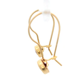 Aros De Oro Amarillo 18K Punto De Luz Fucsia