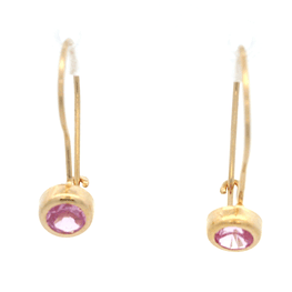 Aros De Oro Amarillo 18K Punto De Luz Rosada