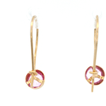 Aros De Oro Amarillo 18K Punto De Luz Rosada