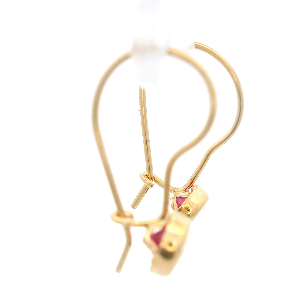 Aros De Oro Amarillo 18K Punto De Luz Rosada