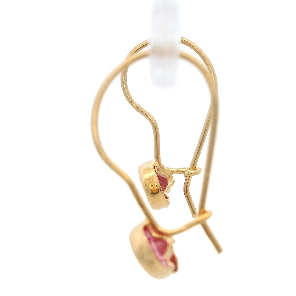 Aros De Oro Amarillo 18K Punto De Luz Rosada