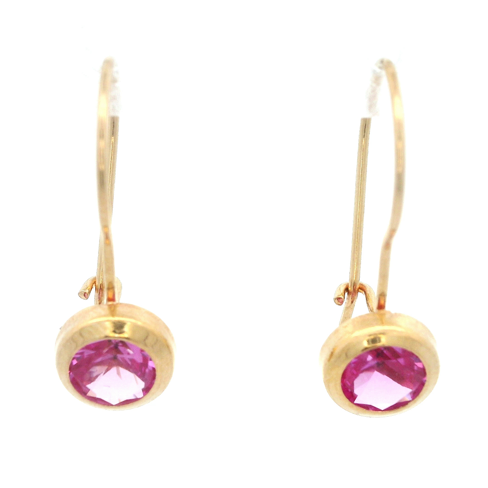 Aros De Oro Amarillo 18K Punto De Luz Rosada