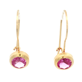 Aros De Oro Amarillo 18K Punto De Luz Rosada