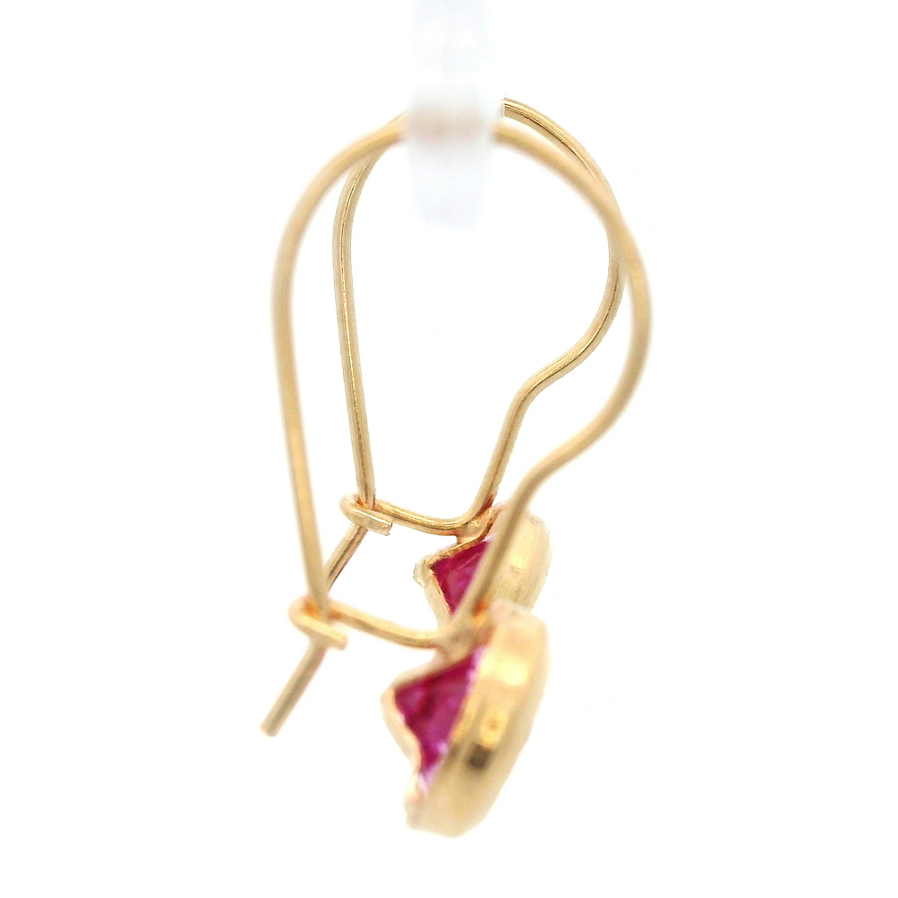 Aros De Oro Amarillo 18K Punto De Luz Rosada