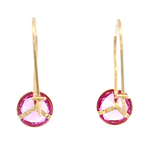 Aros De Oro Amarillo 18K Punto De Luz Rosada