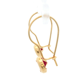 Aros De Oro Amarillo 18K Punto De Luz Fucsia