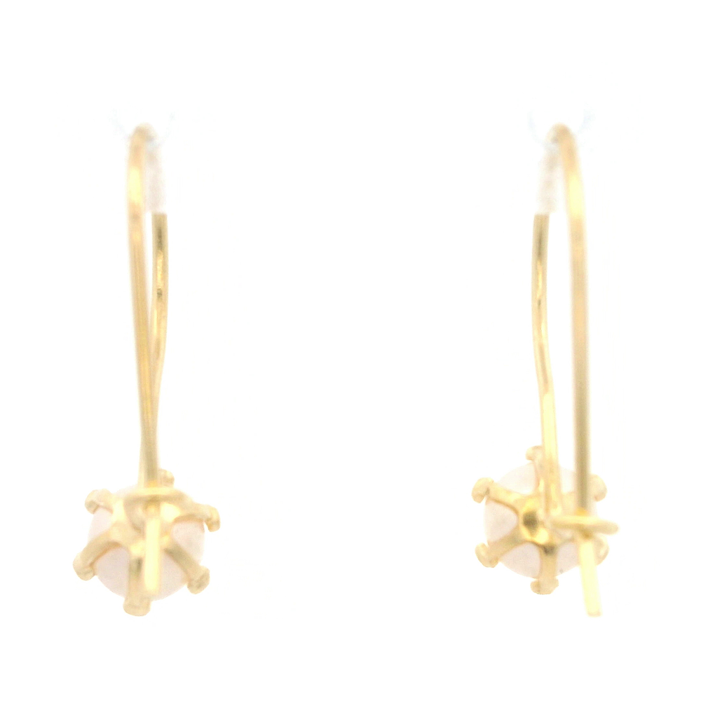 Aros De Oro Amarillo 18K Pistilos Con 1 Perla
