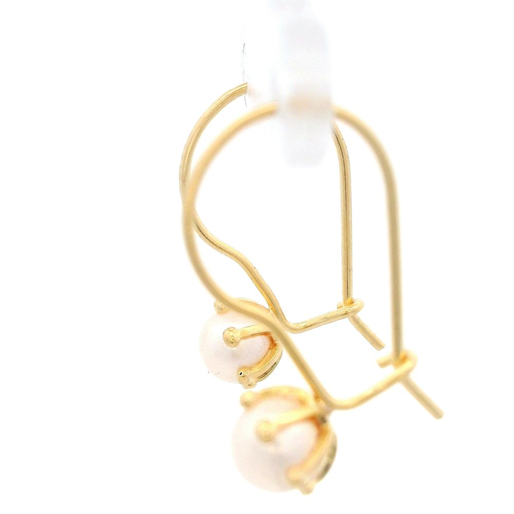 Aros De Oro Amarillo 18K Pistilos Con 1 Perla