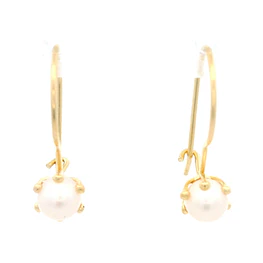 Aros De Oro Amarillo 18K Pistilo Con 1 Perla