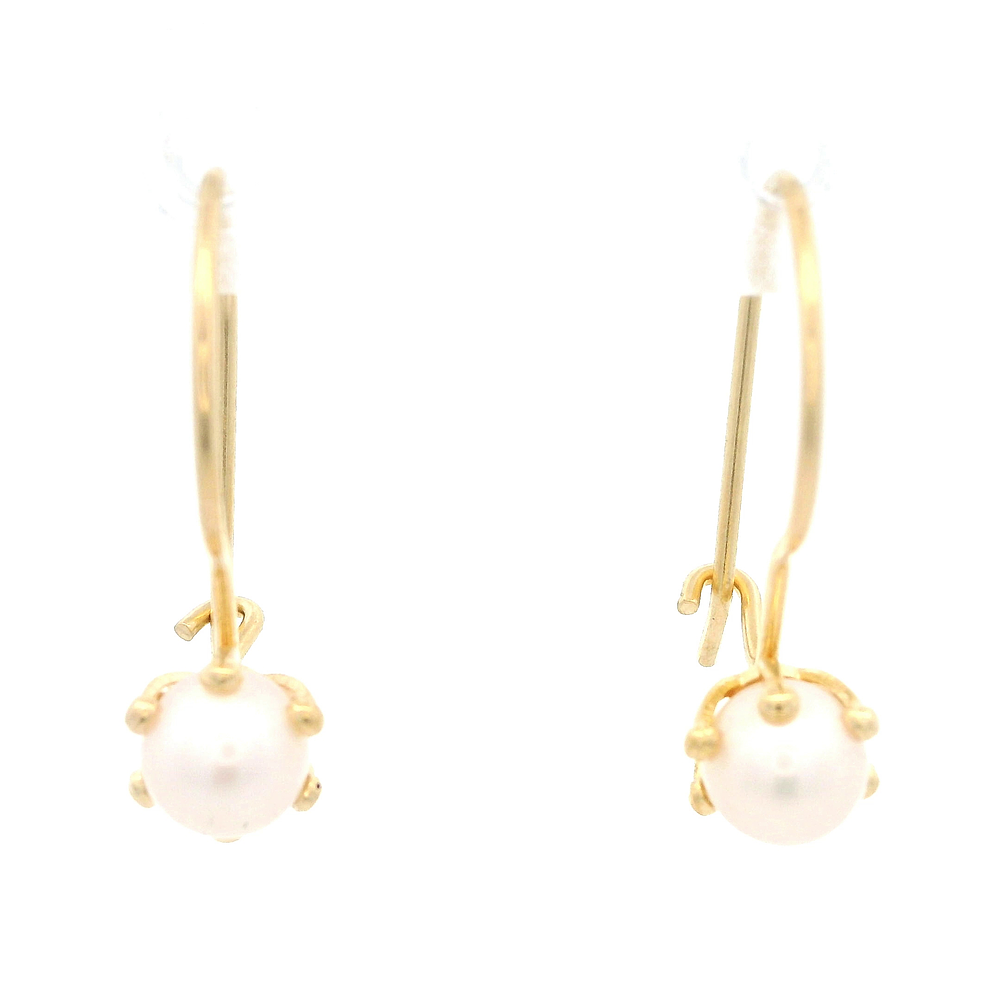 Aros De Oro Amarillo 18K Pistilo Con 1 Perla