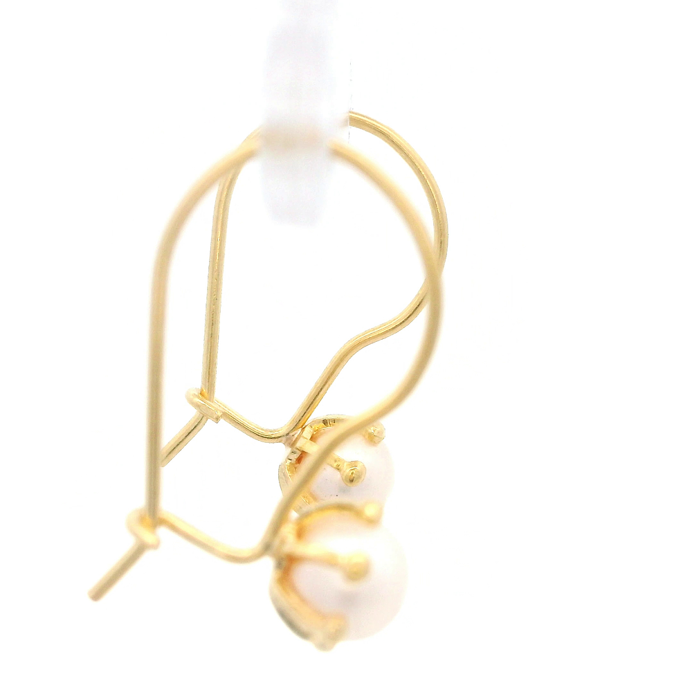 Aros De Oro Amarillo 18K Pistilo Con 1 Perla