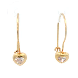 Aros De Oro Amarillo 18K Corazón Incolora
