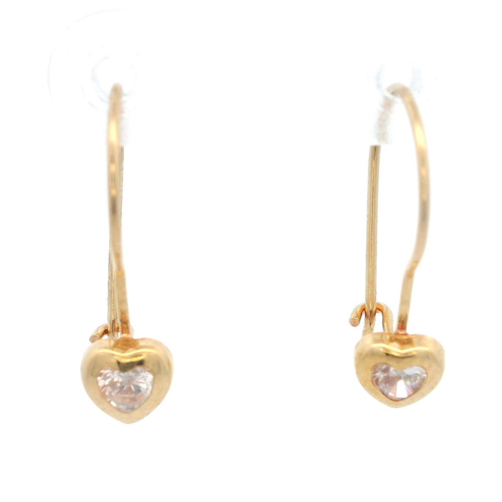 Aros De Oro Amarillo 18K Corazón Incolora