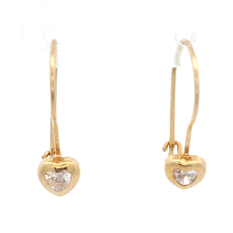 Aros De Oro Amarillo 18K Corazón Incolora